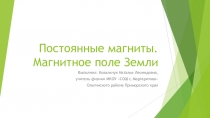 Презентация по физике на тему Постоянные магниты. Магнитное поле Земли (8 класс)