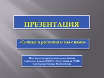 Методический материал к открытому уроку на тему Солнце, растения и мы с вами