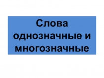 Презентация по русскому языку на тему Однозначные и многозначные слова (5 класс)