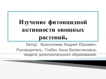Презентация к исследовательской работе Изучение фитонцидной активности овощных растений