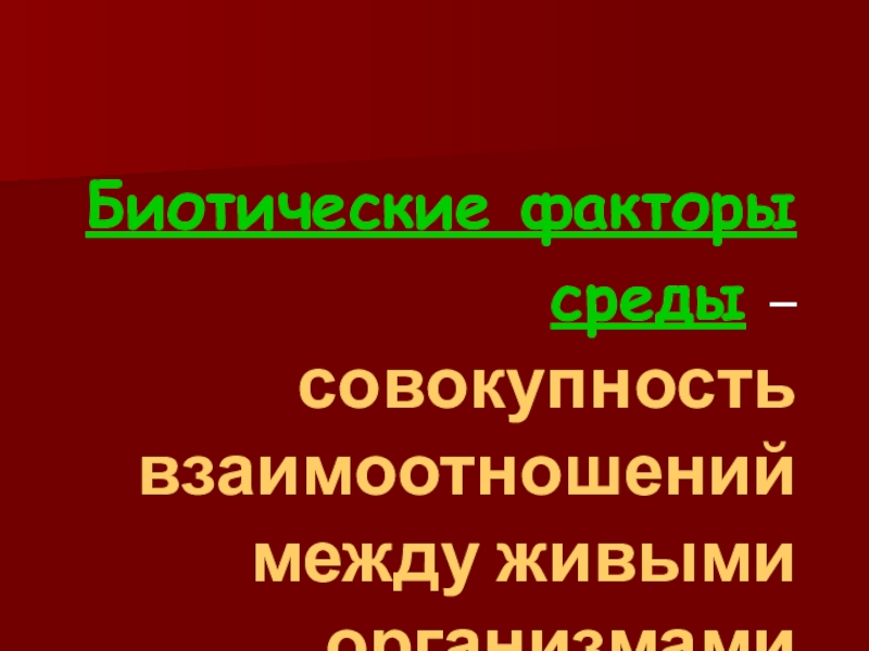 Совокупность взаимоотношений. Биотические факторы.