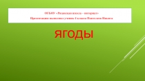 Презентация по окружающему миру на тему: Ягоды выполнил ученик 4 класса Пантелеев Никита, руководитель: Куницына А.С.