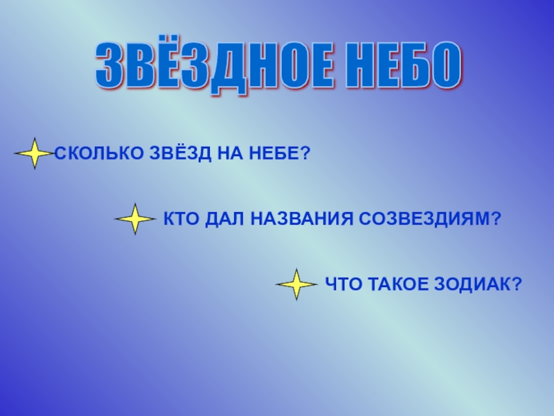 Школа россии 2 класс звездное небо презентация