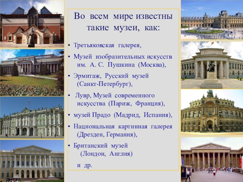 Типы музеев презентация