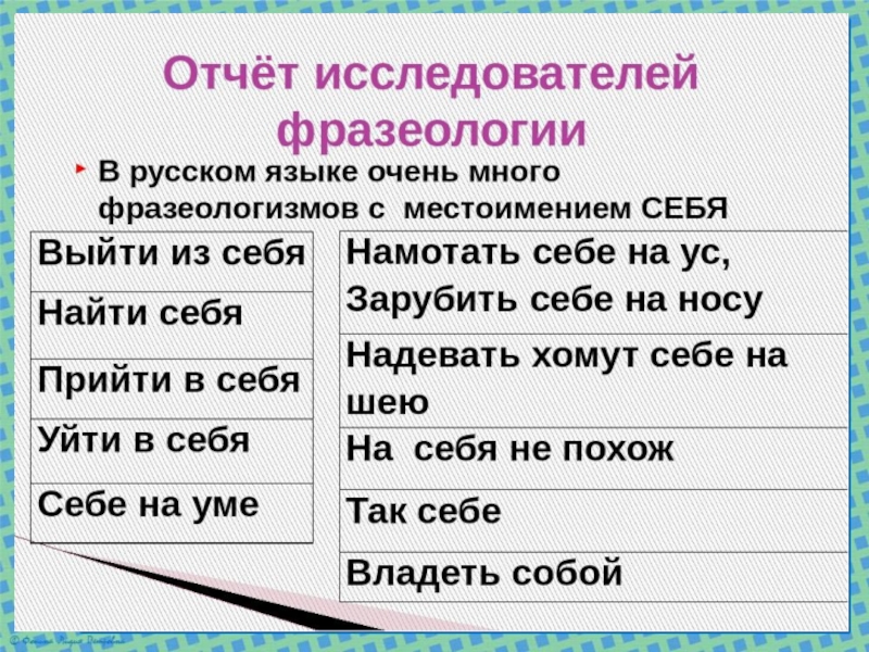 Презентация возвратное местоимение себя 6 класс ладыженская