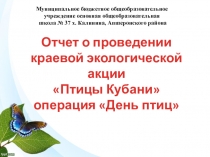 Экологическая акция - акции Птицы Кубани операция День птиц