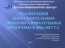 Реализация дополнительных общеобразовательных программ в 2017-2018 г.г.