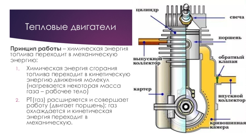 Принцип действия тепловой машины кпд теплового двигателя презентация