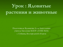 Презентация по биологии на тему Ядовитые растения и животные (5 класс)