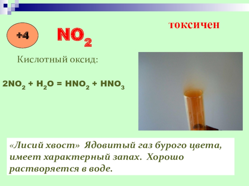 Оксид азота 2 кислотный оксид. No2 ГАЗ. Лисий хвост реакция. No2 "~ ГАЗ бурого цвета. No2 Лисий хвост.
