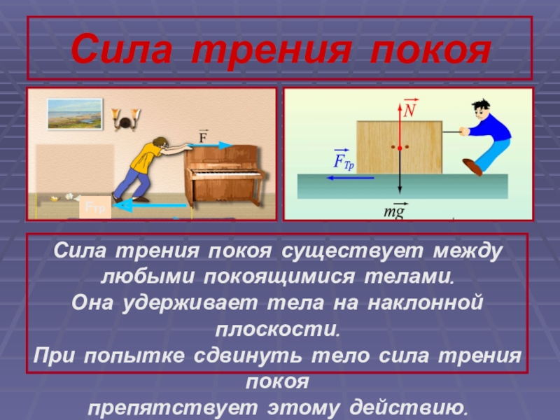 Трение отсутствует. Сила трения покоя. Чему равна сила трения покоя. Сила трения покоя формула. Формула трения покоя.