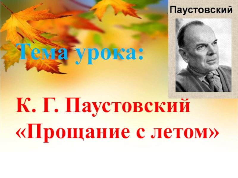 Отрывок из рассказа паустовского прощание с летом