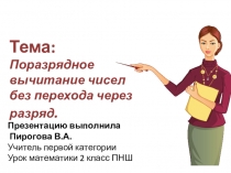 ПНШ 2 класс Поразрядное вычитание без прехода через разряд