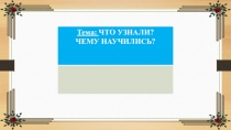 Презентация по математике на темуЧто узнали ,чему научились