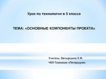 Презентация Основные компоненты проекта