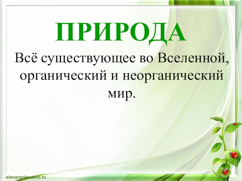 Все существующее во вселенной органический и неорганический