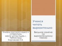 Разработка занятия по элективному курсу Выразительное чтение