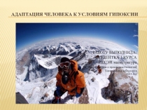 Презентация по биологии на тему Адаптация человека к условиям гипоксии
