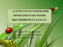 СТРУКТУРА И СОДЕРЖАНИЕ ПРОЕКТНОГО ОБУЧЕНИЯ ШКОЛЬНИКОВ В 5 КЛАССЕ
