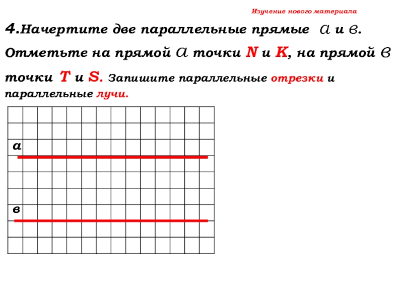 Начертите две параллельные прямые через точку