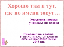 Презентация проекта на тему Тайна имени