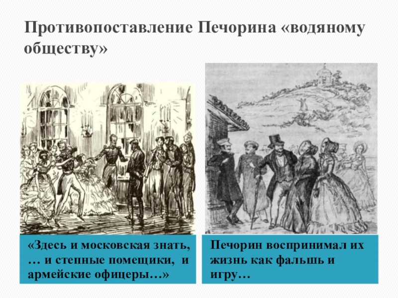 Место печорина в обществе. Водяное общество. Водяное общество герой нашего времени. Печорин и водяное общество. Отношение Печорина к водяному обществу.