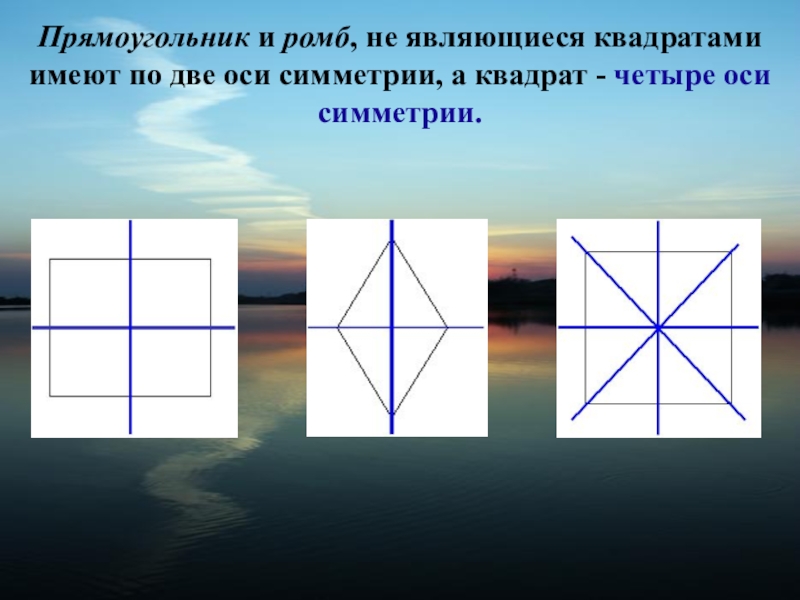 Симметрия прямоугольника. Оси симметрии квадрата. Ось квадрата. Осевая симметрия квадрата. Оси симметрии квадрата 2 класс.