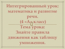 Презентация по математике и развитию речи Знайте правила движения как таблицу умножения (4 класс)
