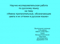 Презентация  Прилагательные, обозначающие оттенки света и цвета в русском языке