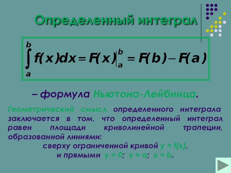 Определенный интеграл. Определённый интеграл формула Ньютона-Лейбница. Определённый интеграл формула формула. Определенныинтеграл формула Ньютона Лейбница. Определенный интеграл формула.