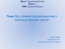 Презентация по окружающему миру Органы чувств 1 класс