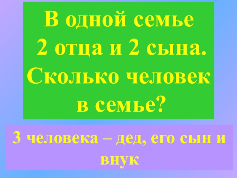 Сыновья сколько. В семье два отца и два сына сколько человек. В одной семье 2 отца и 2 сына сколько это человек решение. Два отца и два сына сколько человек. 2 Отца два сына сколько человек.