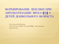 Занятие по логопедии: Формирование лексики при автоматизации звука {ш} у детей дошкольного возраста