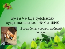 Презентация по русскому языку Буквы ч и щ в суффиксе существительных -чик(-щик)