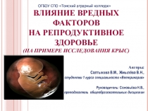 Презентация по биологии Влияние вредных факторов на репродуктивное здоровье