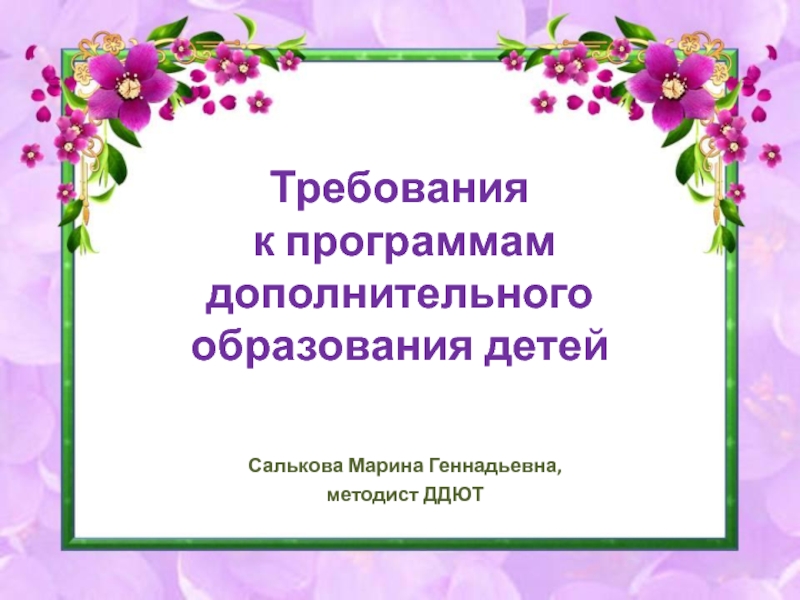 Презентация Требования к программам дополнительного образования детей