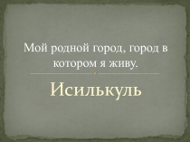 Презентация по воспитательной работе Мой родной город, город в котором я живу.