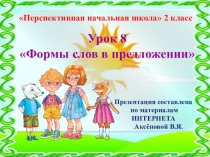 Презентация по русскому языку на тему Формы слов в предложении, 2 класс, ПНШ