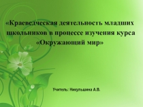 Презентация к докладу на тему Краеведческая деятельность младших школьников в процессе изучения курса Окружающий мир