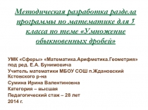 Презентация раздела программы Умножение обыкновенных дробей