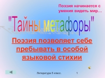 Презентация по литературе на тему Тайны метафоры (5 класс)
