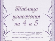 Дидактический материал к уроку Таблица умножения на 4 и 5