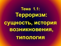 Терроризм: сущность, история возникновения, типология