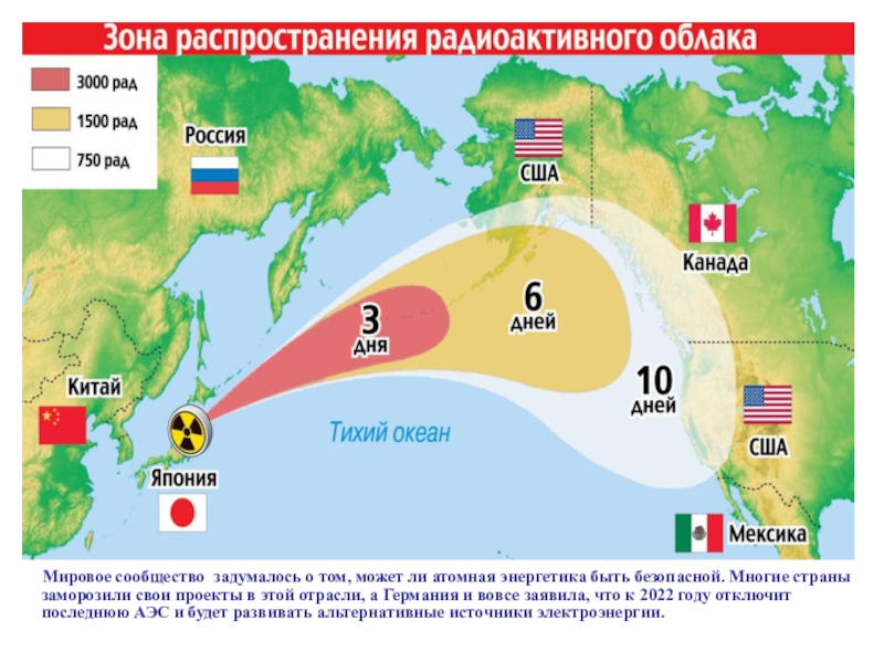 Карта движения радиоактивного облака