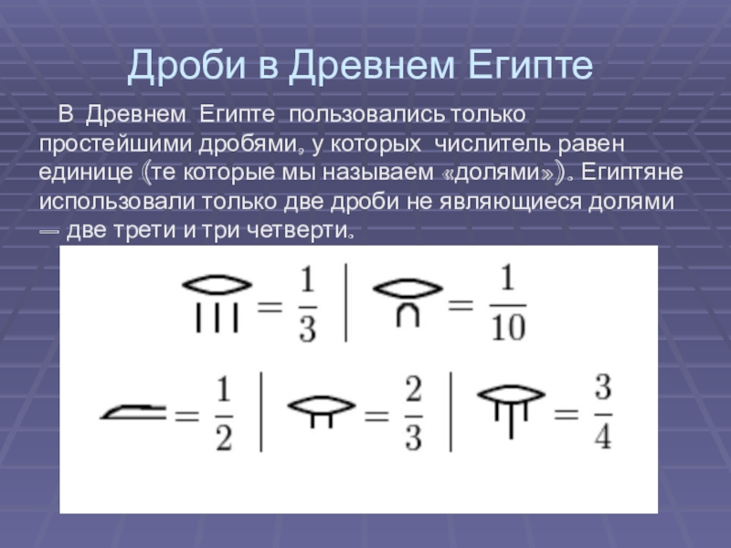 Дроби в древнем египте