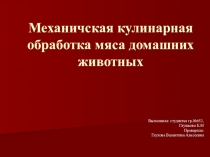 Презентация к уроку МДК05.01 Технология обработки сырья и приготовления блюд из мяса животных и домашней птицы студентка 3 курса Сургутского Политехнического колледжа Глушкова Елена нического Су