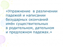 Презентация по русскому языку 1-е и 2-е склонение существительных