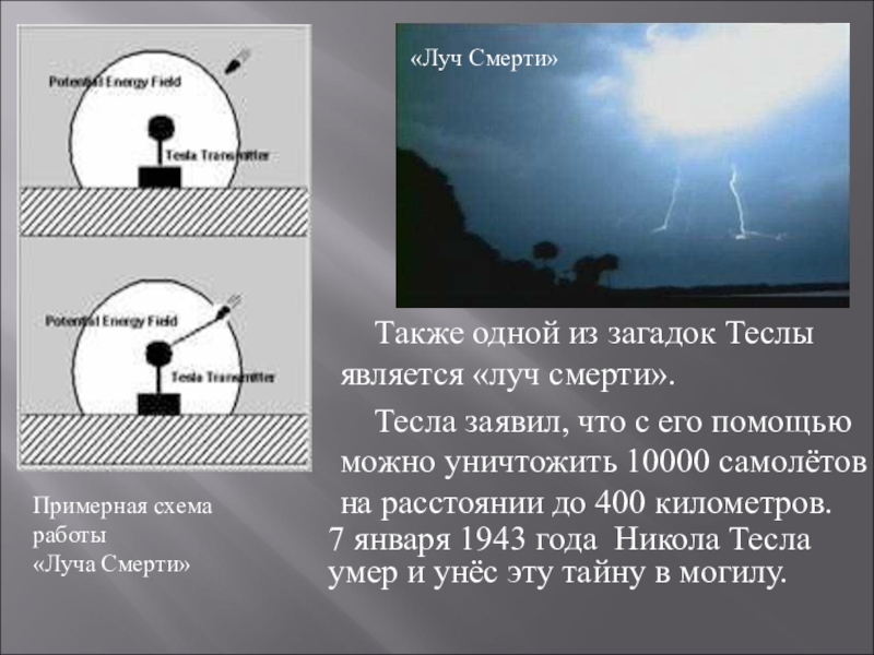 Луч смерти никола тесла чертеж