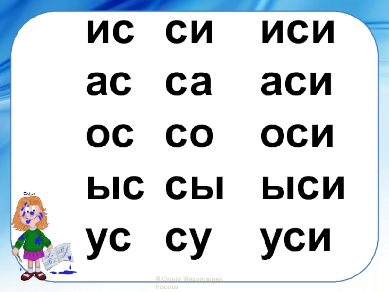 Презентация слоговые таблицы