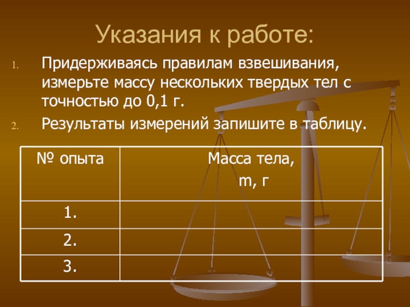 Измерение массы тела лабораторная работа 7 класс